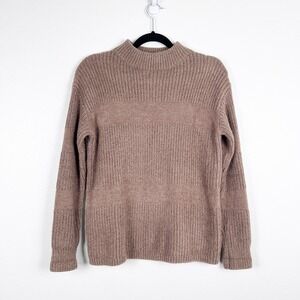 Stitches & Stripes Women's Mock Neck Knit Pullover Sweater Brown Sz M